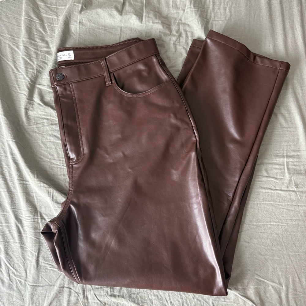 Abercrombie & Fitch Curve Chocolate Leather Trousers